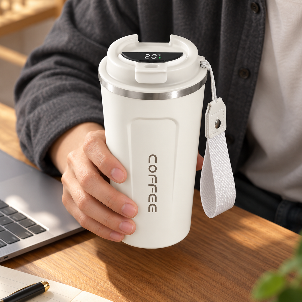 Signature Stainless Steel Travel Cup with Temperature Display