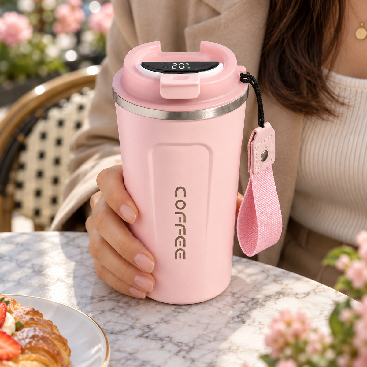 Signature Stainless Steel Travel Cup with Temperature Display