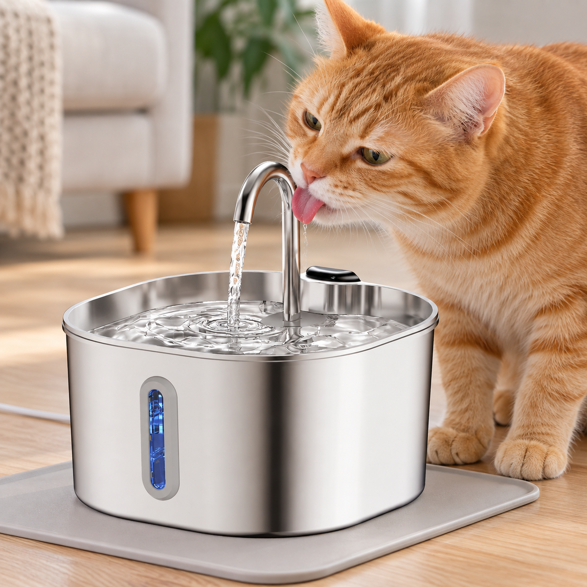 Stainless Steel Pet Water Fountain – 2.2 L